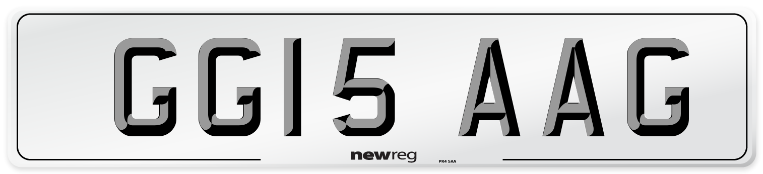 GG15 AAG Number Plate from New Reg